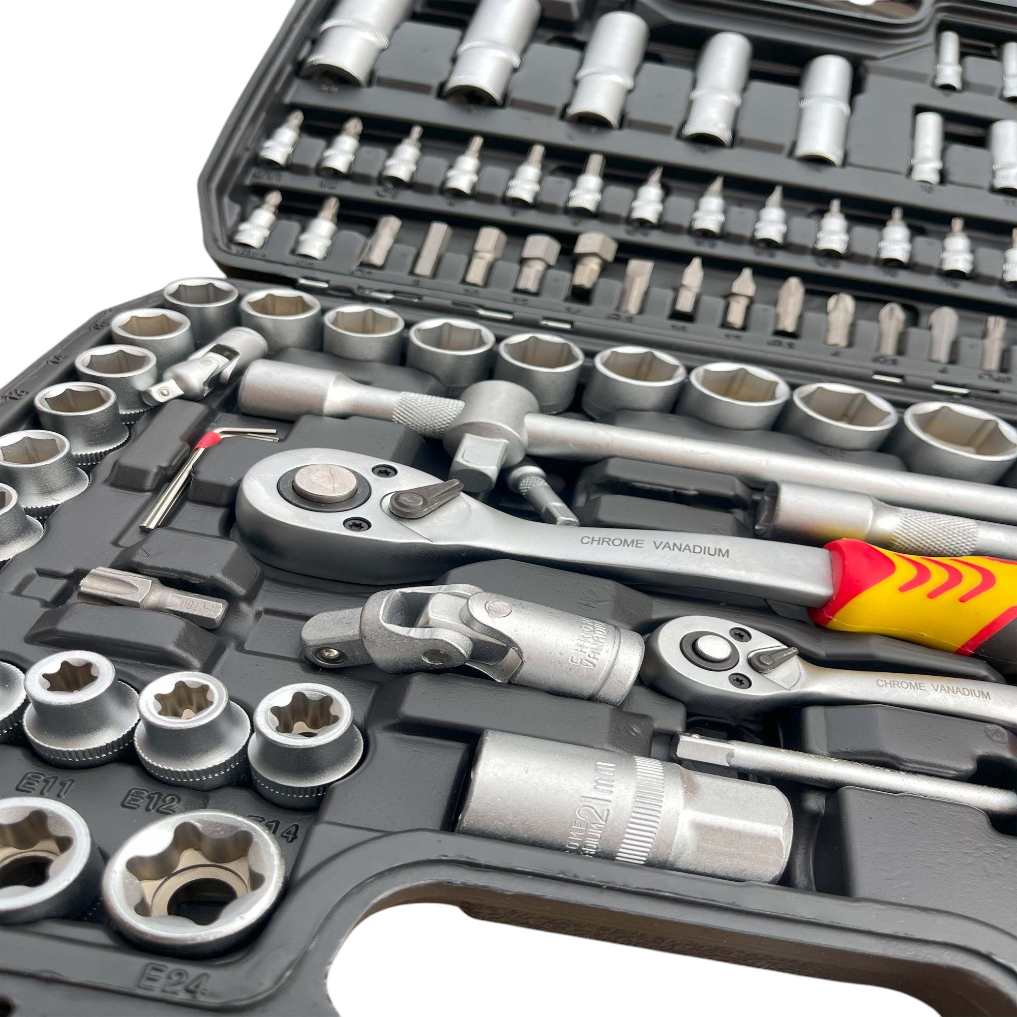 Maletín de Herramientas Kraftmuller | Juego de 108 Piezas con Llaves de Carraca y Vasos | Kit Profesional para Mecánica y Bricolaje