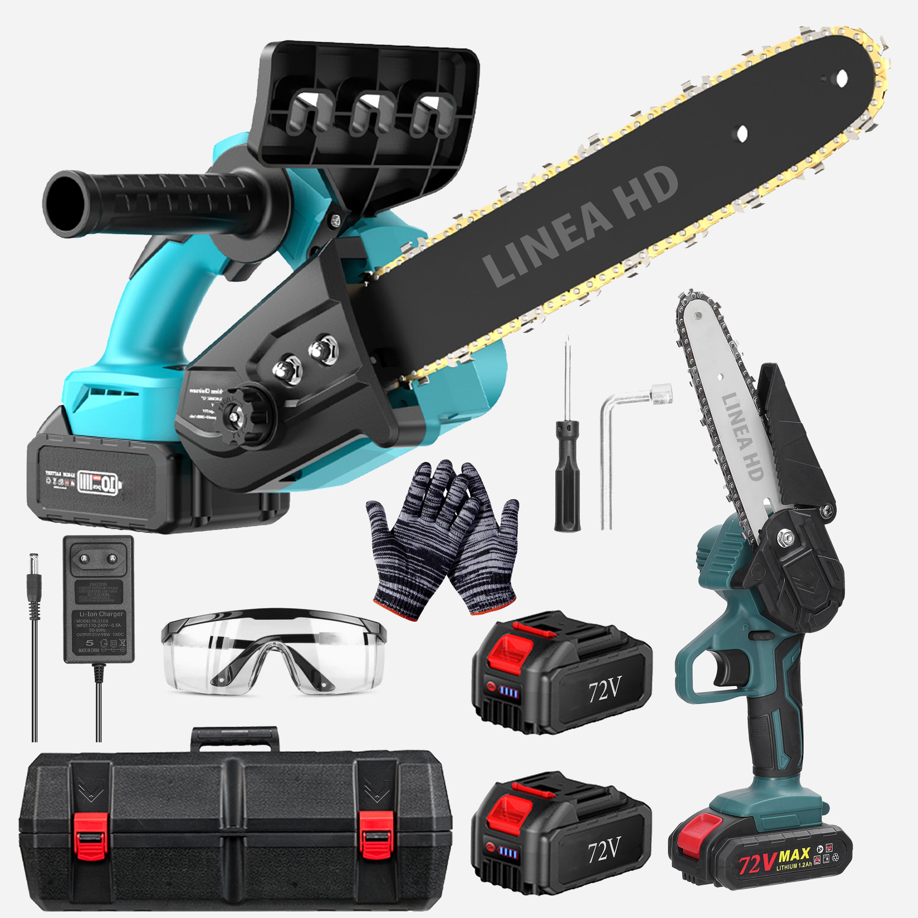 Motosierra Eléctrica 2X1 Inalámbrica 72V con 2 Baterías – Potencia Profesional de Corte