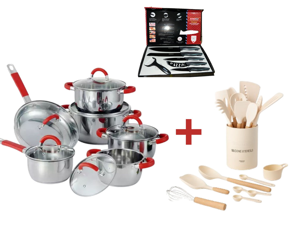 Batería de cocina 12 piezas en acero inoxidable + Dos Regalos