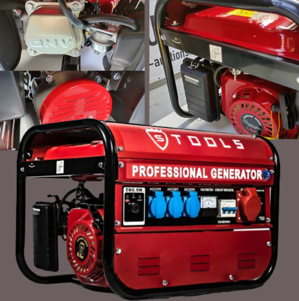 Generador Electrico Gasolina 8500W TOOLS Germany silencioso con 4 Enchufes 20litros Motor de 4 Tiempos