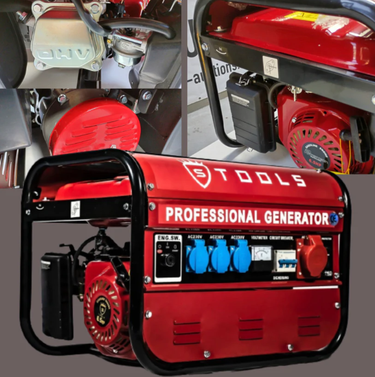 Generador Electrico Gasolina 8500W TOOLS Germany silencioso con 4 Enchufes 20litros Motor de 4 Tiempos