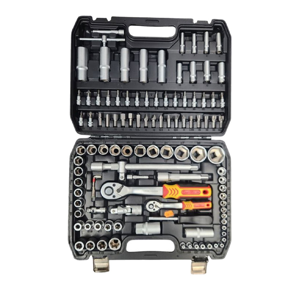 Maletín de Herramientas Kraftmuller | Juego de 108 Piezas con Llaves de Carraca y Vasos | Kit Profesional para Mecánica y Bricolaje