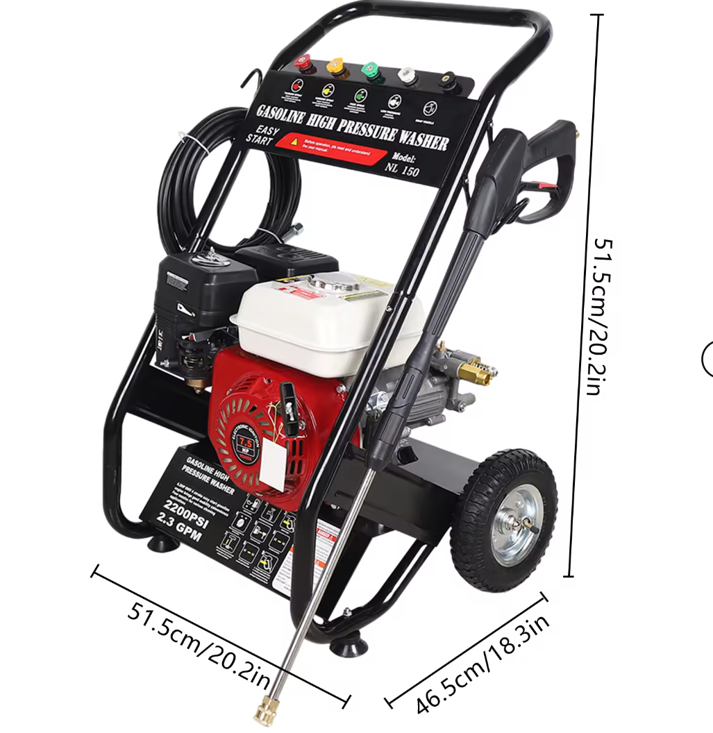 Hidrolimpiadora a gasolina 3600 PSI / 250 Bares - Motor 4 Tiempo, 5 Boquillas