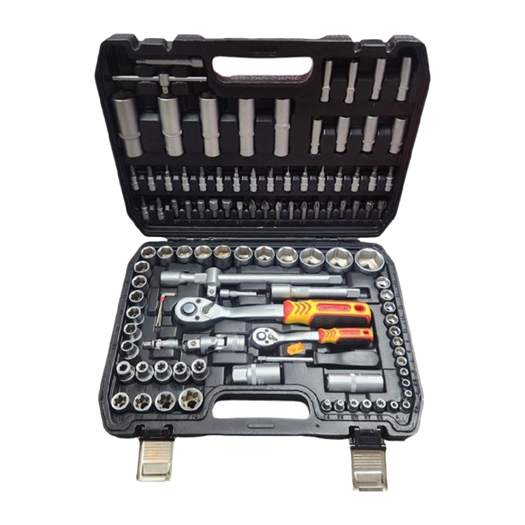 Maletín de Herramientas Kraftmuller | Juego de 108 Piezas con Llaves de Carraca y Vasos | Kit Profesional para Mecánica y Bricolaje