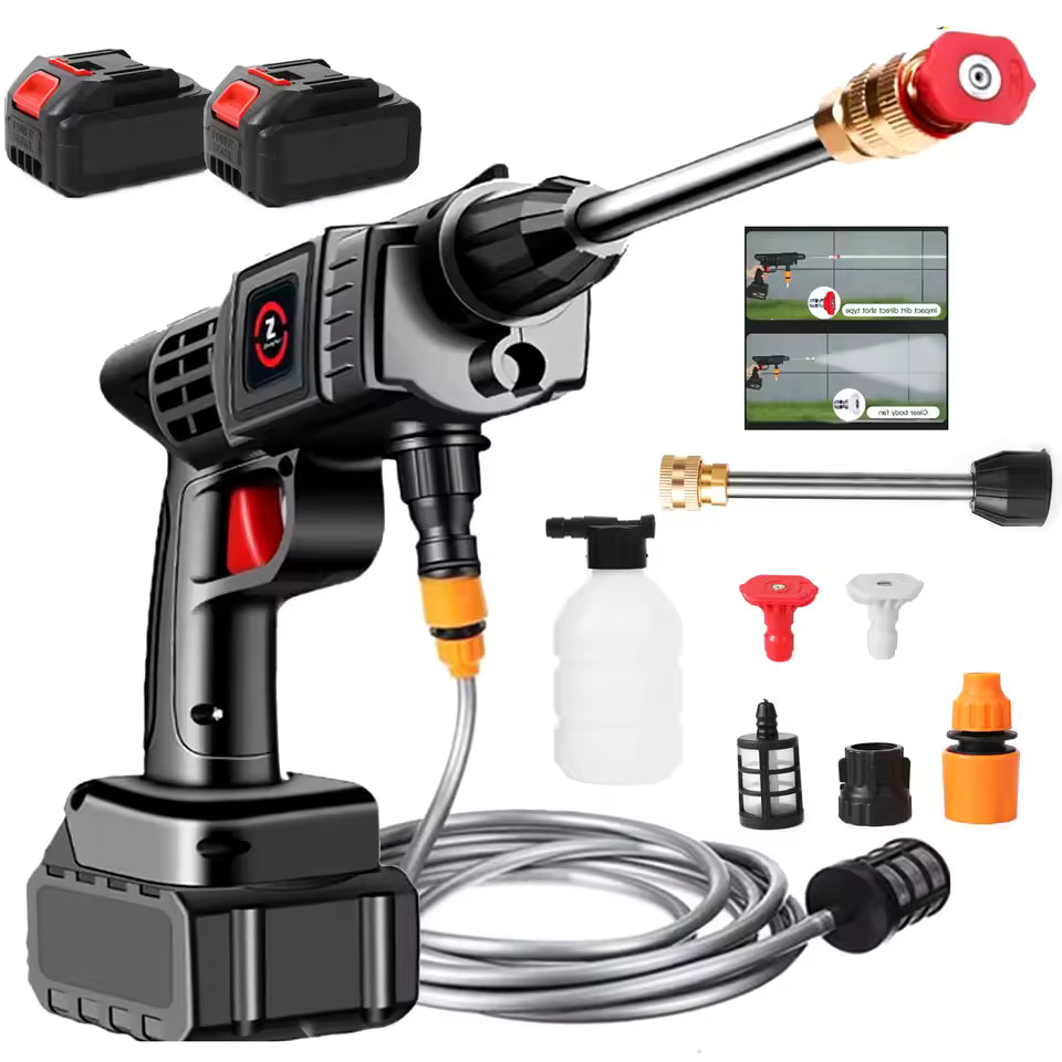 Pistola de Alta Presión 21V,también compatible con 48V y 98V- 430 PSI, batería 15,000 mAh, inalámbrica y recargable