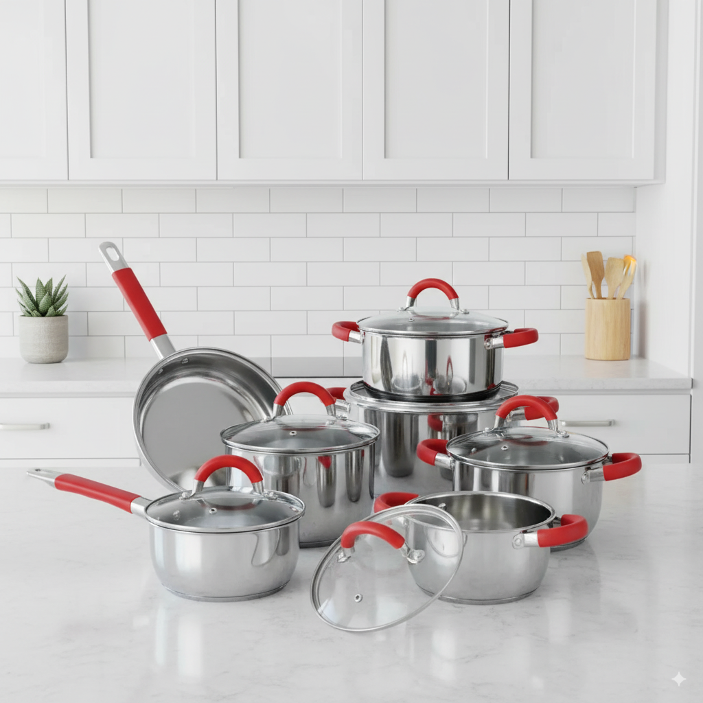 Batería de cocina 12 piezas en acero inoxidable + Dos Regalos