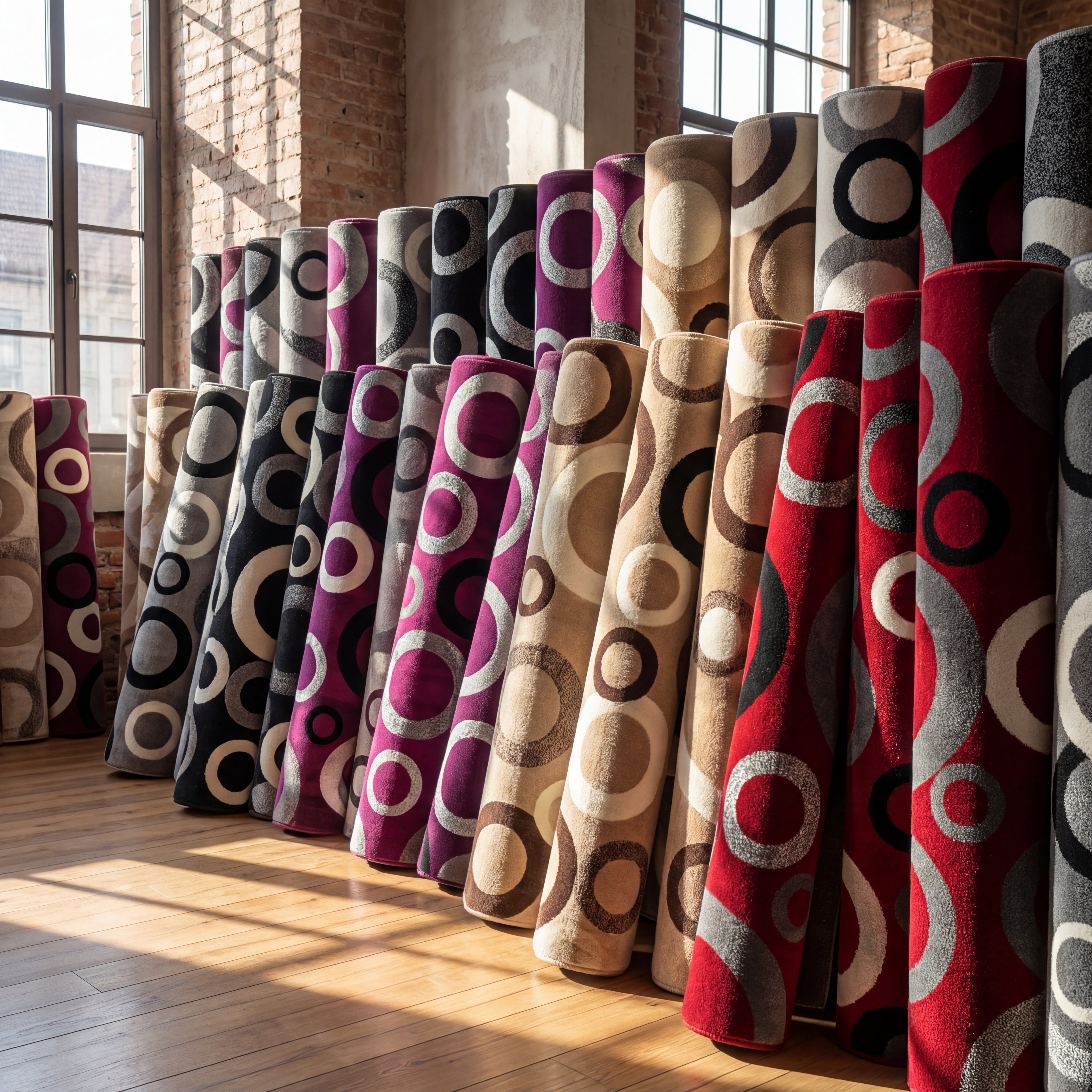 Alfombra Moderna de Lujo con Diseño de Círculos tamaño 2,50 M DE LARGO X 1,80 M DE ANCHO – Disponible en 4 Colores