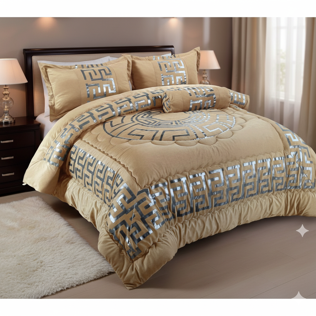 Juego de Edredón de Lujo Versace – 7 Piezas con Dos Cortinas - Nuevo modelo para Navidad 2026