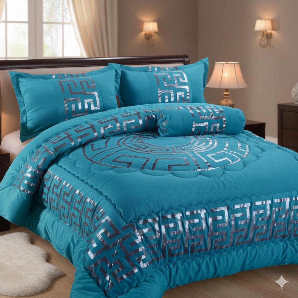 Juego de Edredón de Lujo Versace – 7 Piezas con Dos Cortinas - Nuevo modelo para Navidad 2026