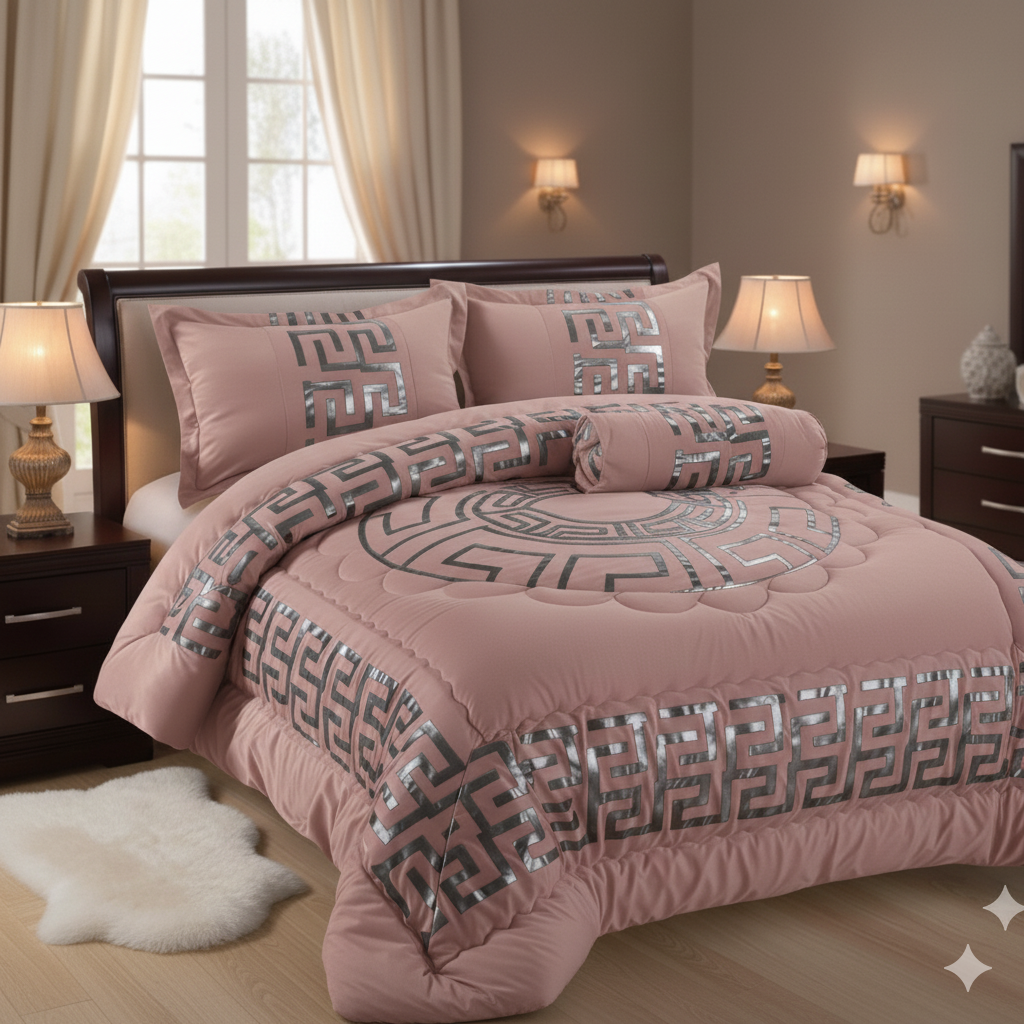 Juego de Edredón de Lujo Versace – 7 Piezas con Dos Cortinas - Nuevo modelo para Navidad 2026