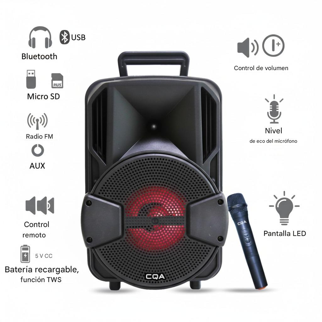 Altavoz Grande, Portátil, Micrófono Inalámbrico, Luces LED, Bluetooth, USB, Radio FM, Oferta 2x1.