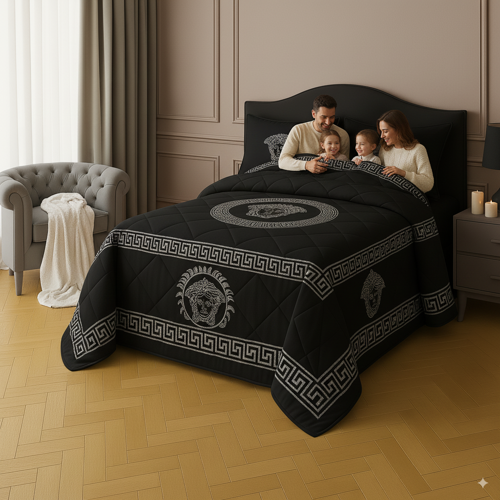 Juego de Edredón de Lujo Versace – 7 Piezas con Cortinas