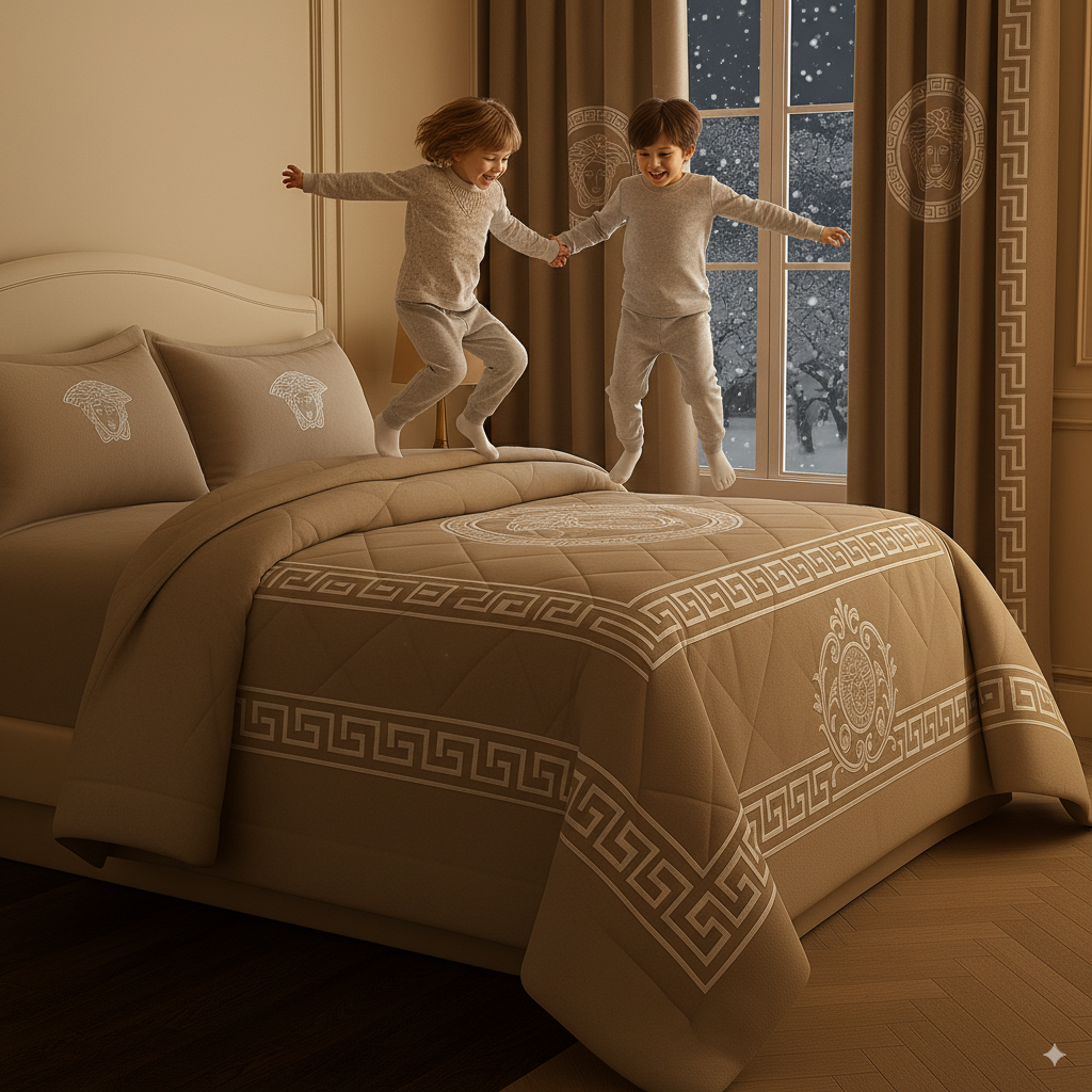 Juego de Edredón de Lujo Versace – 7 Piezas con Cortinas