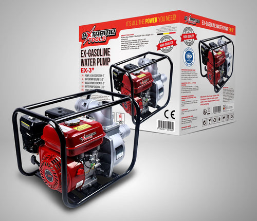 Bomba de agua a gasolina EXTREME TOOLS de 3 pulgadas (70mm) 6.5HP 4.8KW de Potencia motor de 4 tiempos