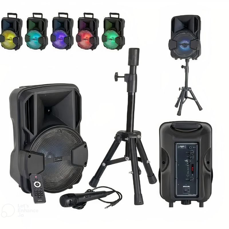 Altavoz Grande, Portátil, Micrófono Inalámbrico, Luces LED, Bluetooth, USB, Radio FM, Oferta 2x1.