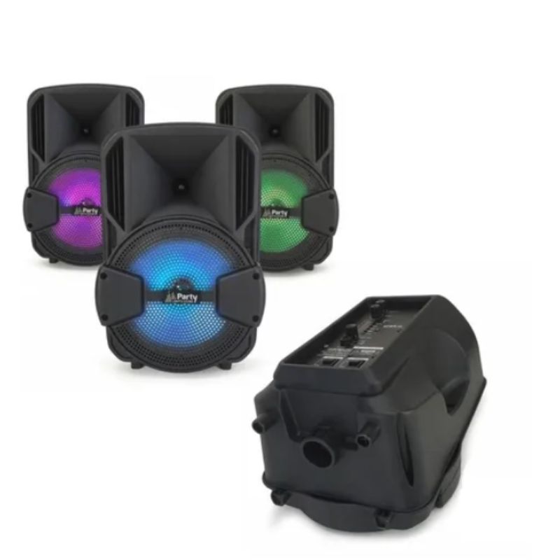 Altavoz Grande, Portátil, Micrófono Inalámbrico, Luces LED, Bluetooth, USB, Radio FM, Oferta 2x1.