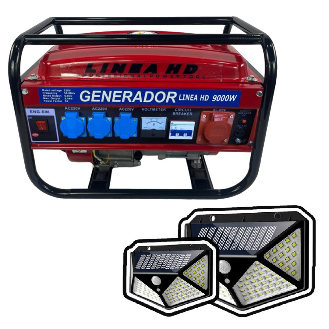 Generador de Gasolina LINEA HD 9000W / 9500W – Potencia Profesional para Todo Hogar o Negocio mas Lampara regalo