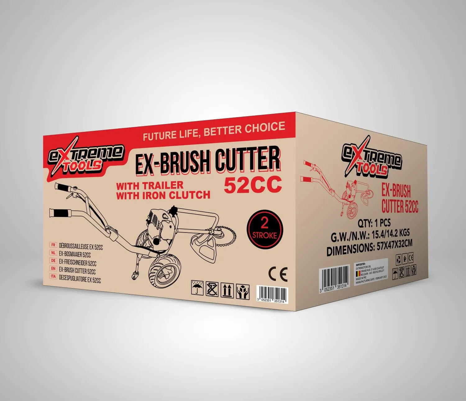 Desbrozadora gasolina de ruedas Extreme Tools de 52 cc: rendimiento y precisión